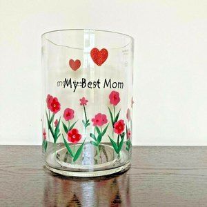 Mothers Day Glass Vase Planter My Best Mom Hand Painted Tulips Hearts Rhinestone